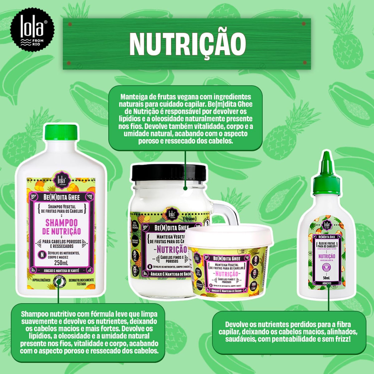 Kit Cronograma Capilar Lola Cosmetics Be(m) Dita Ghee, 3 Produtos