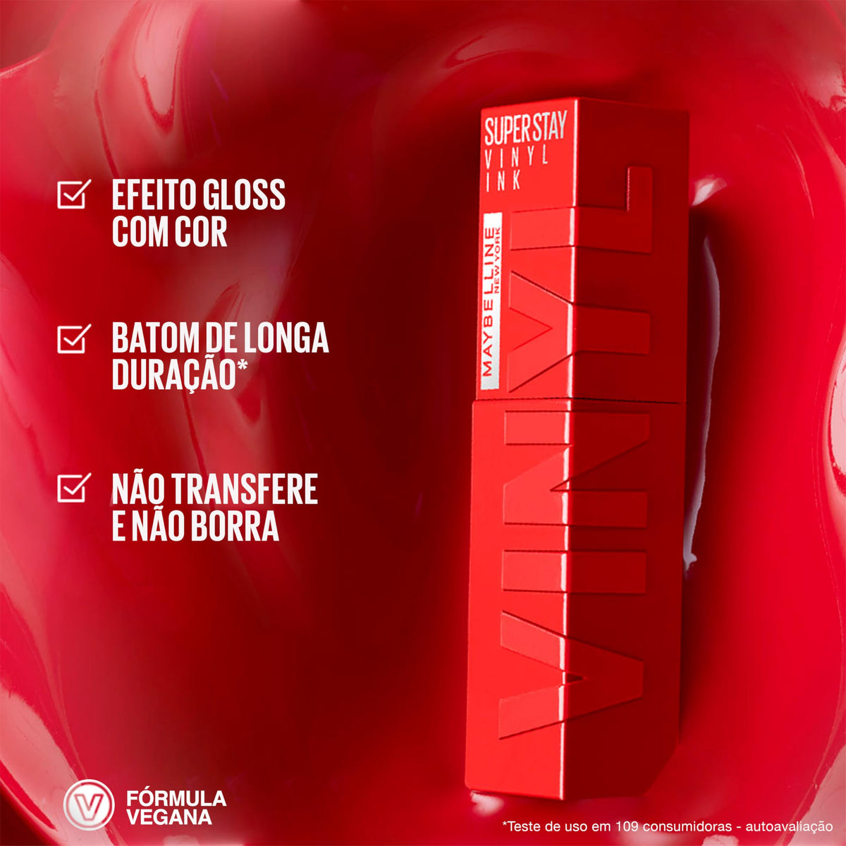 Batom Líquido Vinil Espelhado SuperStay Vinyl Ink Maybelline Cheeky 4,2ml