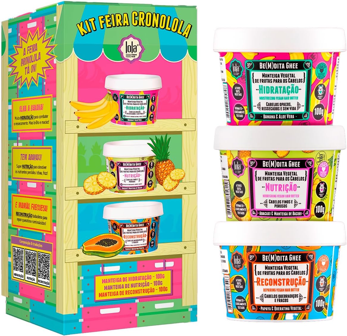 Kit Cronograma Capilar Lola Cosmetics Be(m) Dita Ghee, 3 Produtos