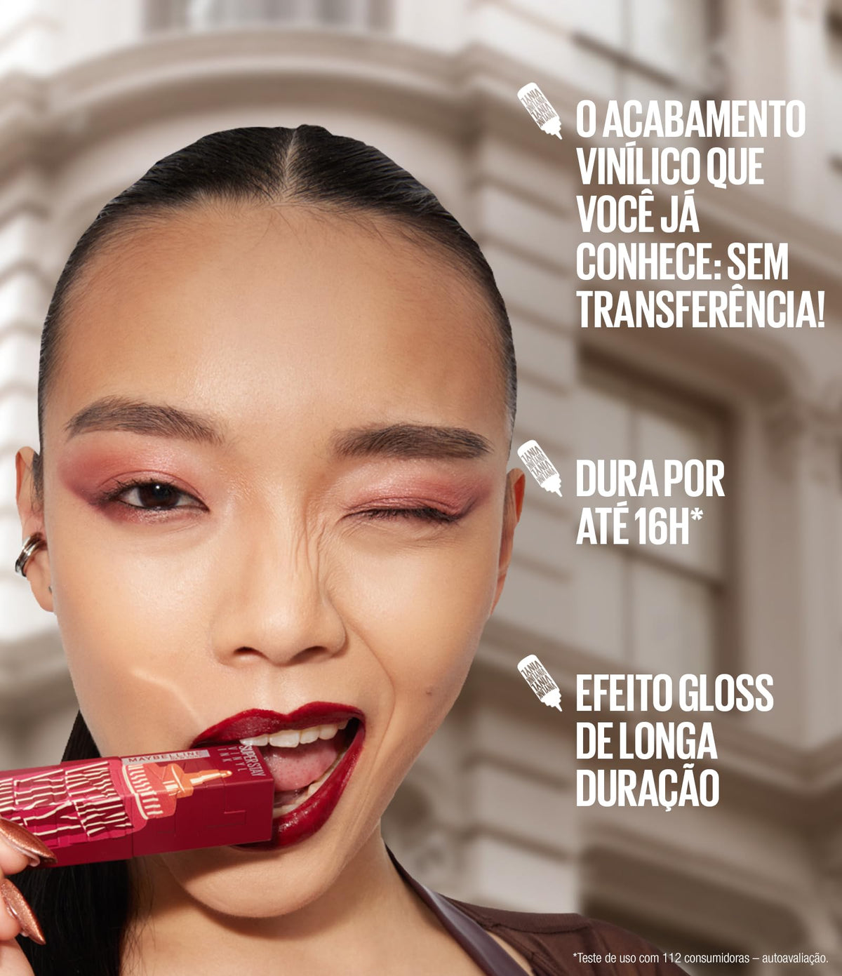 Batom Líquido Vinil Espelhado SuperStay Vinyl Ink Maybelline Cheeky 4,2ml