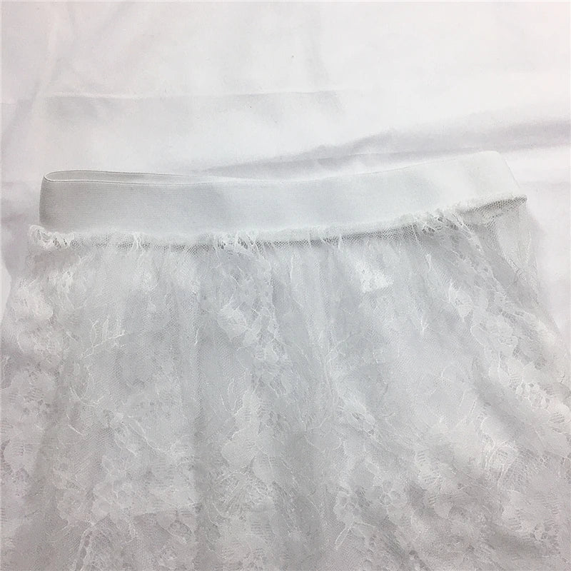 Saia Mini de Renda Feminina com Transparência – Branca ou Preta