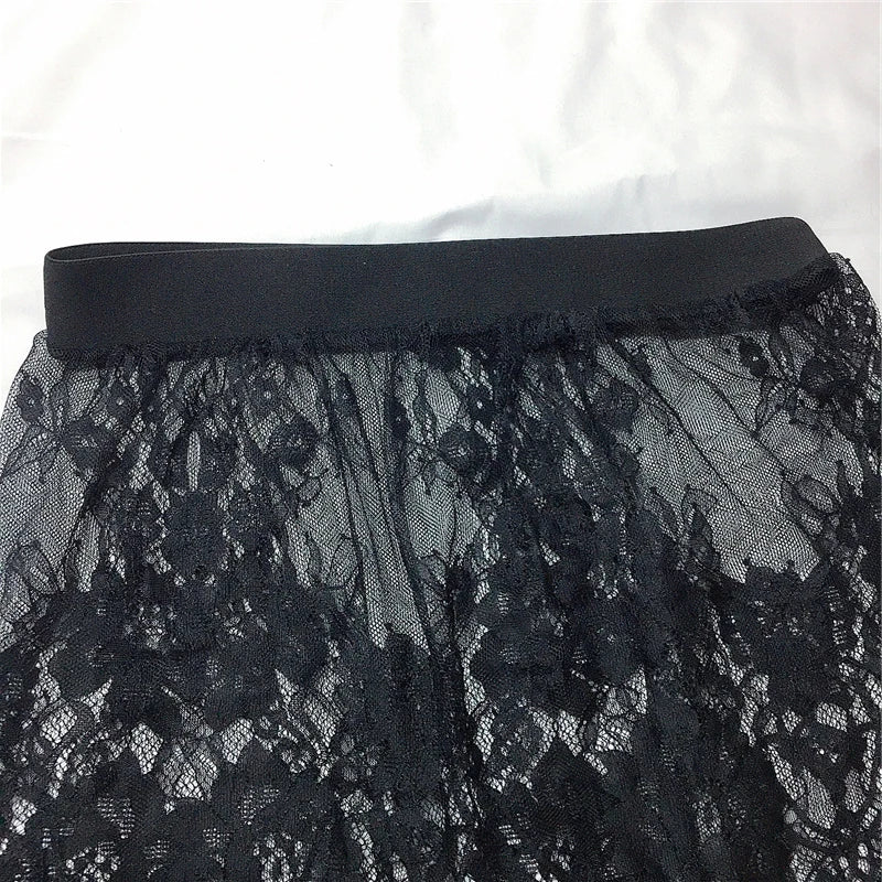 Saia Mini de Renda Feminina com Transparência – Branca ou Preta