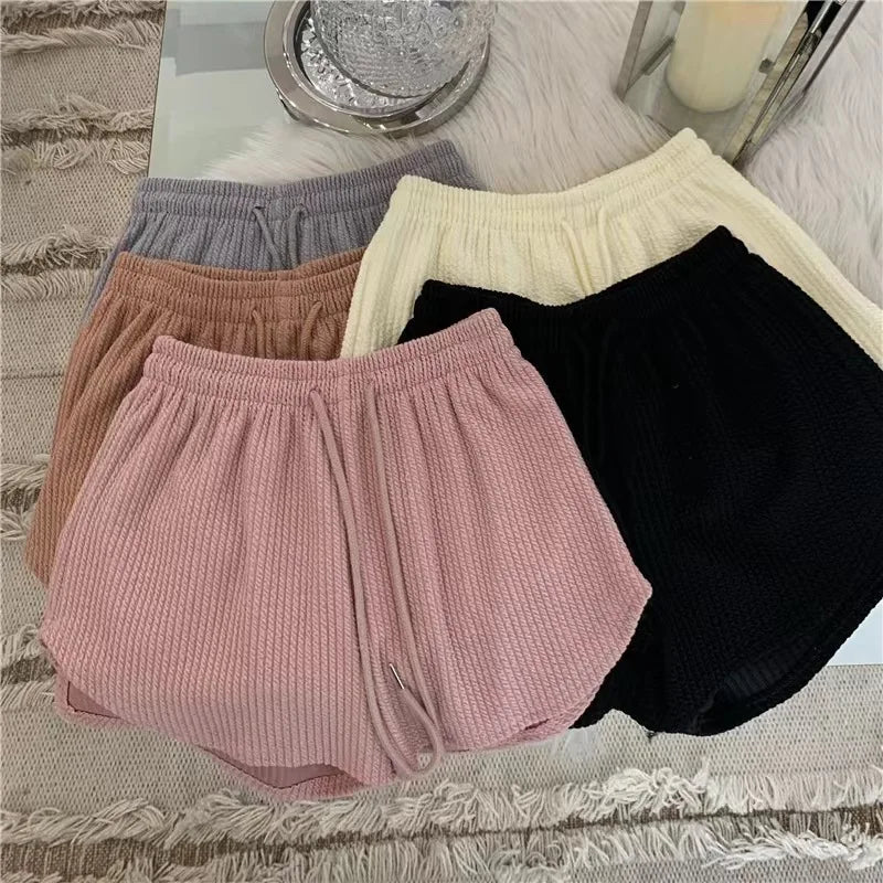 Short Feminino Waffle de Cintura Alta com Bolsos – Casual e Confortável