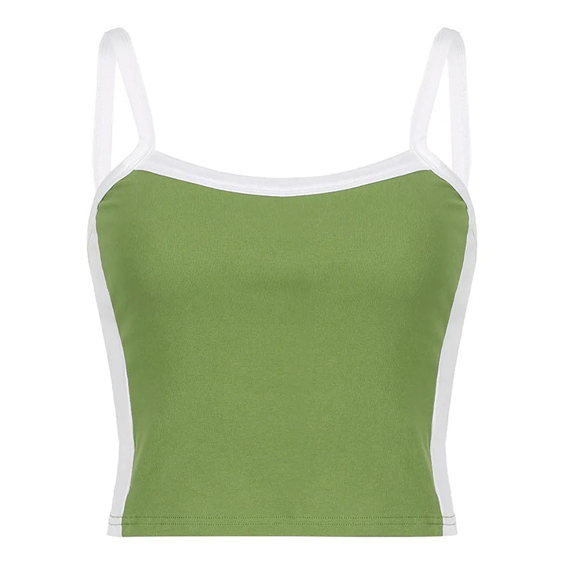 Cropped Feminino Canelado com Alças Contrastantes – Casual Moderno