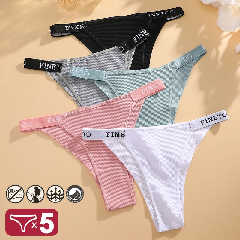 Kit 5 Calcinhas de Algodão com Cintura Baixa