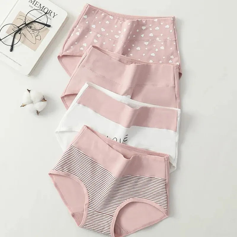 Kit 4 Calcinhas de Algodão com Cintura Alta