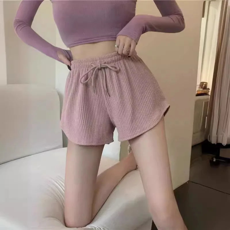 Short Feminino Waffle de Cintura Alta com Bolsos – Casual e Confortável