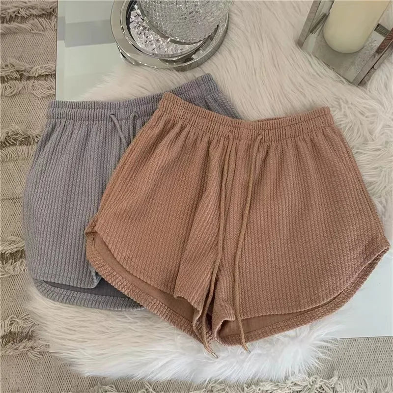 Short Feminino Waffle de Cintura Alta com Bolsos – Casual e Confortável