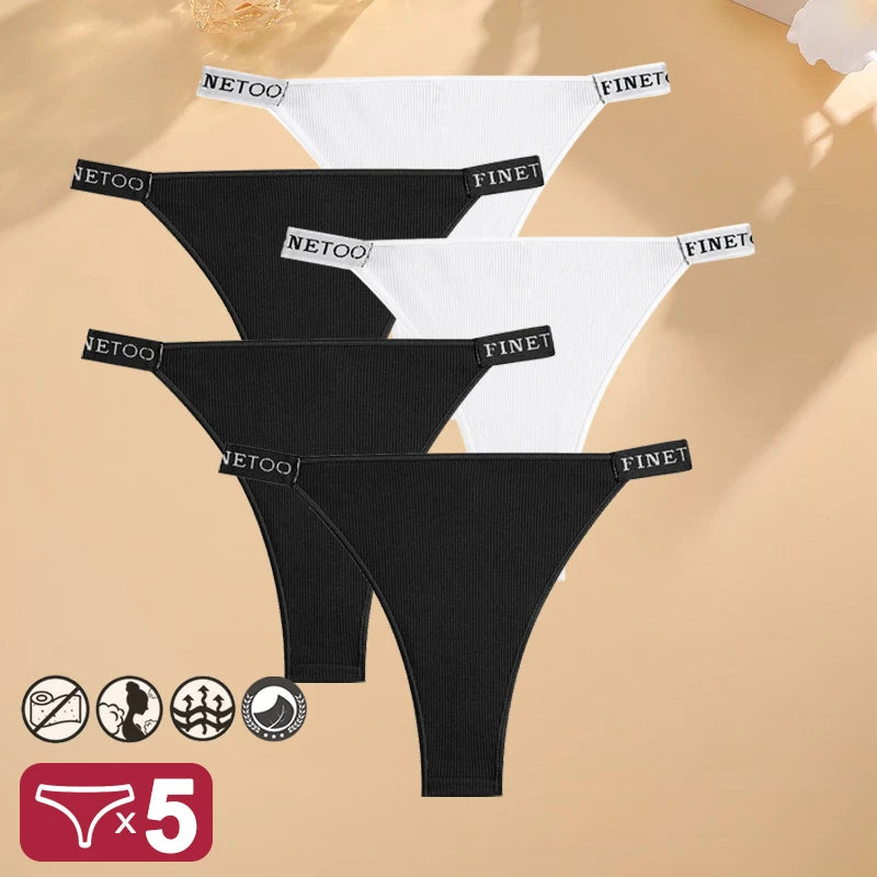 Kit 5 Calcinhas de Algodão com Cintura Baixa