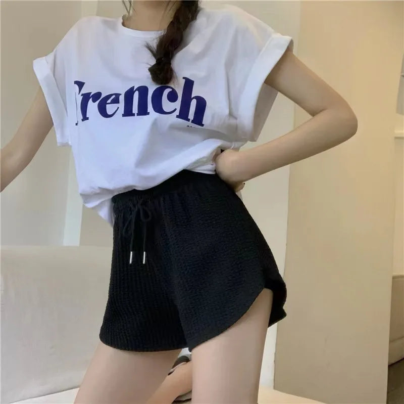 Short Feminino Waffle de Cintura Alta com Bolsos – Casual e Confortável