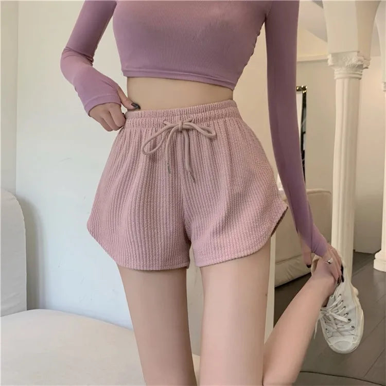 Short Feminino Waffle de Cintura Alta com Bolsos – Casual e Confortável