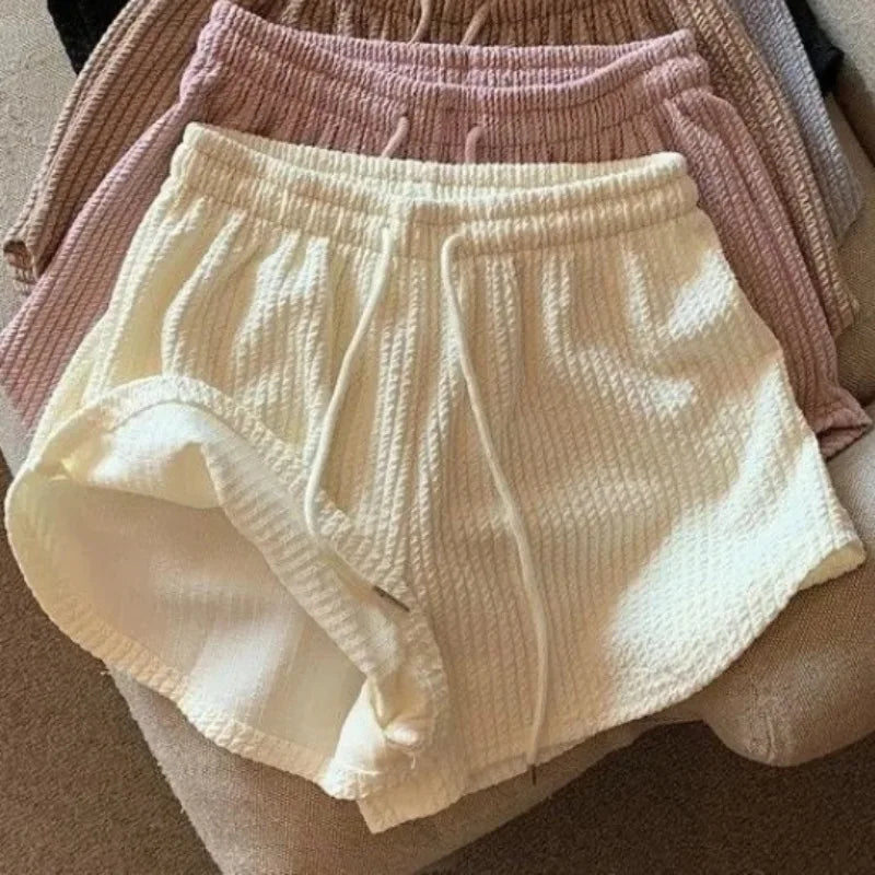 Short Feminino Waffle de Cintura Alta com Bolsos – Casual e Confortável