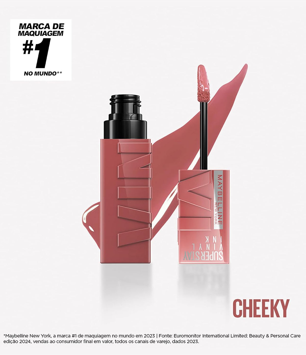 Batom Líquido Vinil Espelhado SuperStay Vinyl Ink Maybelline Cheeky 4,2ml