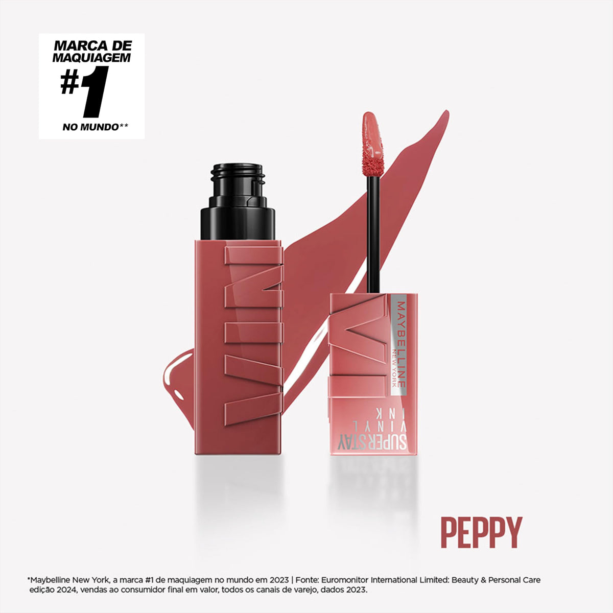 Batom Líquido Vinil Espelhado SuperStay Vinyl Ink Maybelline Cheeky 4,2ml