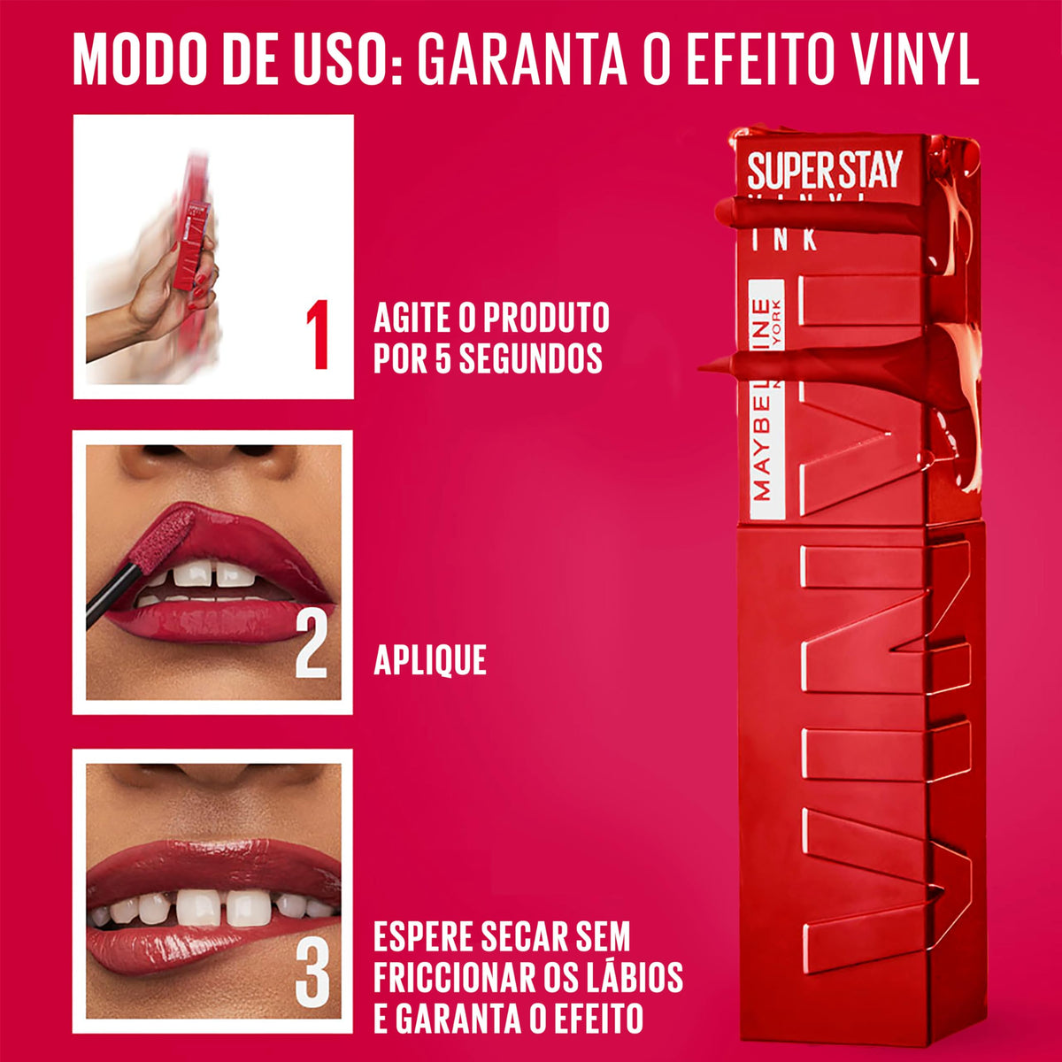Batom Líquido Vinil Espelhado SuperStay Vinyl Ink Maybelline Cheeky 4,2ml