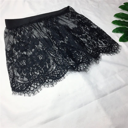 Saia Mini de Renda Feminina com Transparência – Branca ou Preta