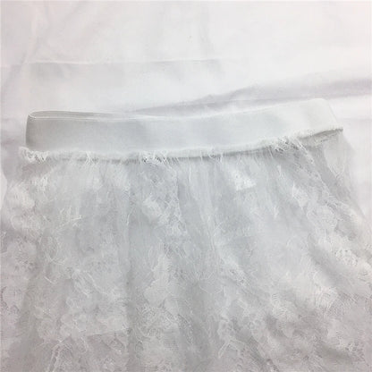 Saia Mini de Renda Feminina com Transparência – Branca ou Preta