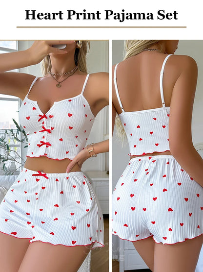 Pijama Feminino Coração com Botões – Conjunto 2 Peças