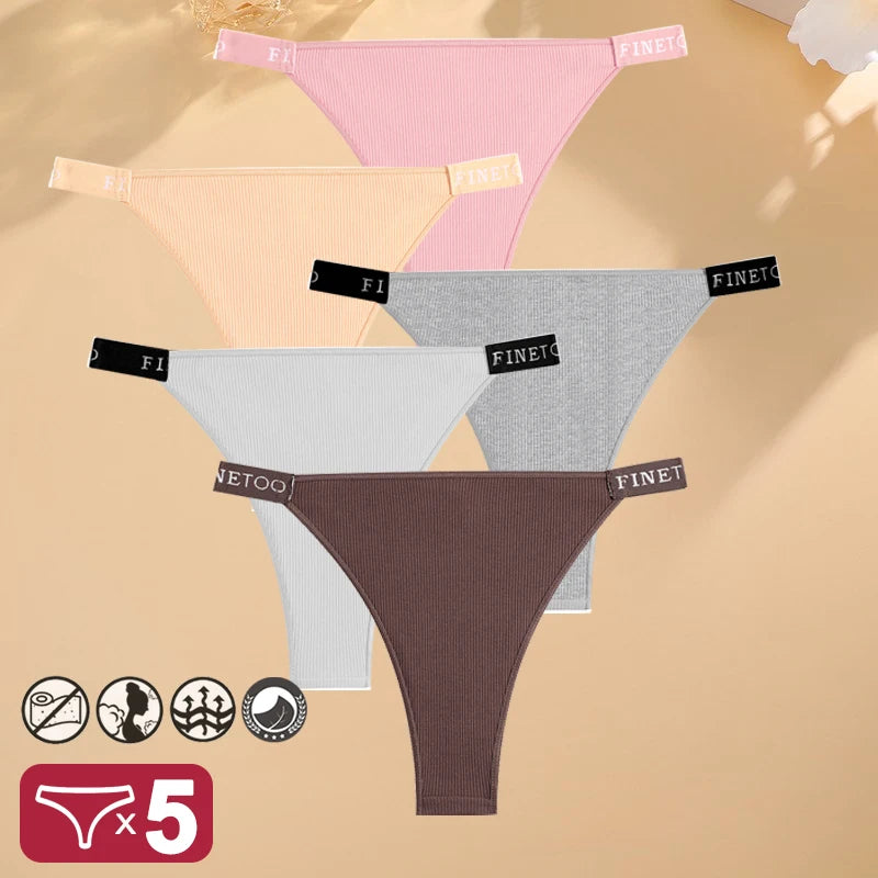 Kit 5 Calcinhas de Algodão com Cintura Baixa