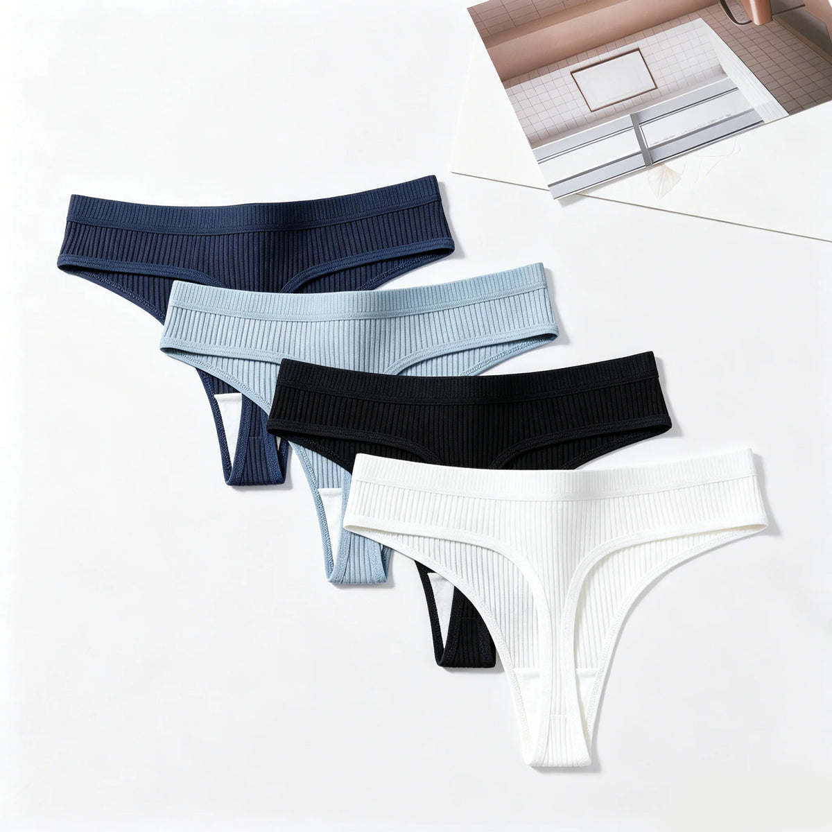 Kit 4 Calcinhas Femininas Fio Dental Listradas – Cores Variadas