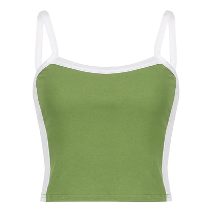 Cropped Feminino Canelado com Alças Contrastantes – Casual Moderno