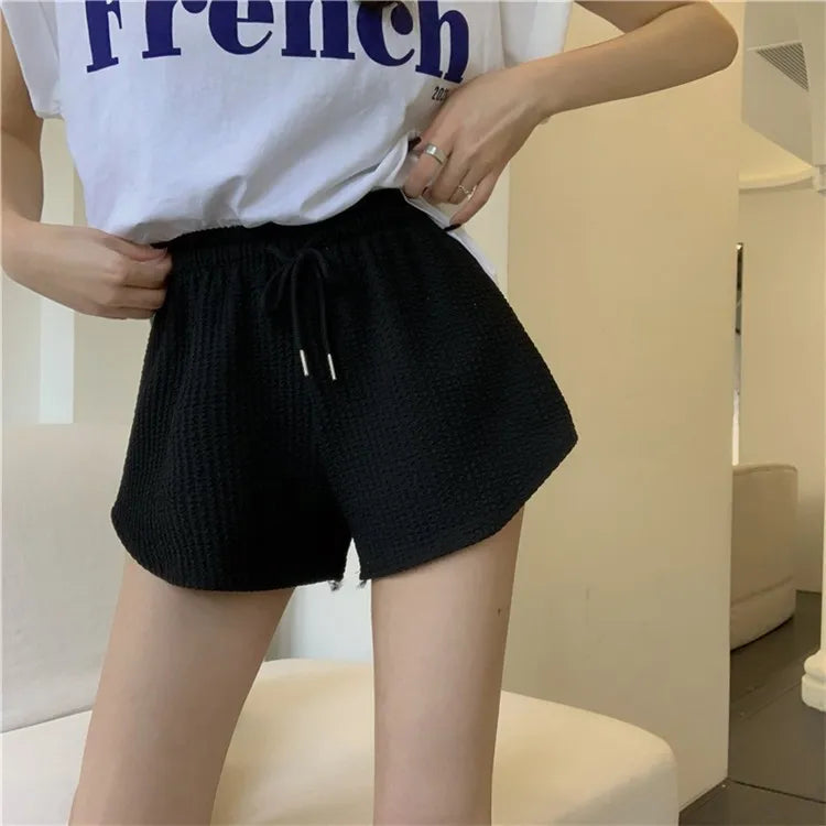 Short Feminino Waffle de Cintura Alta com Bolsos – Casual e Confortável