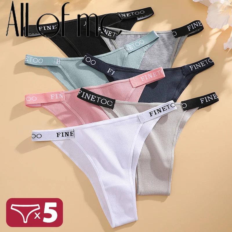 Kit 5 Calcinhas de Algodão com Cintura Baixa
