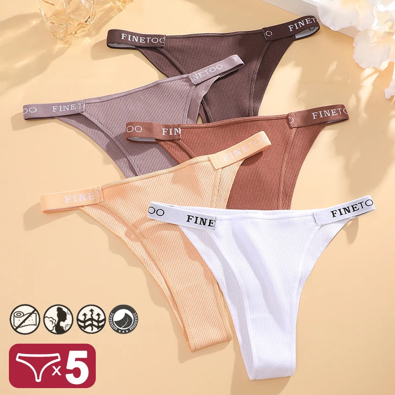 Kit 5 Calcinhas de Algodão com Cintura Baixa