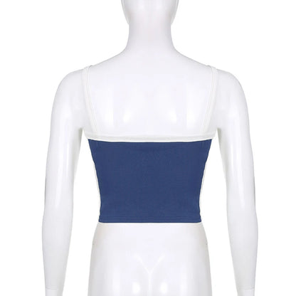 Cropped Feminino Canelado com Alças Contrastantes – Casual Moderno