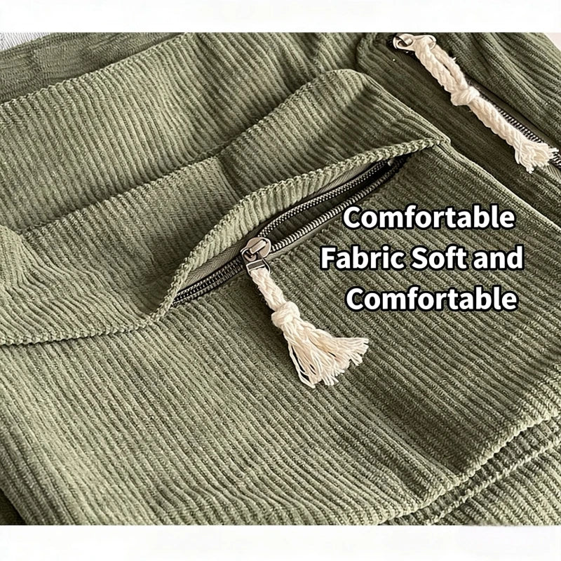 Bolsa de Ombro Casual Homefish Travel Master em Corduroy, Cor Sólida com Múltiplos Compartimentos, Bolsa Tote para Mulheres
