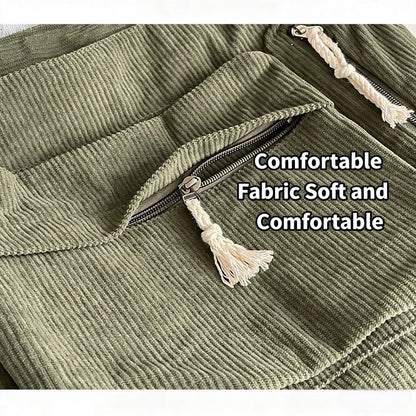 Bolsa de Ombro Casual Homefish Travel Master em Corduroy, Cor Sólida com Múltiplos Compartimentos, Bolsa Tote para Mulheres