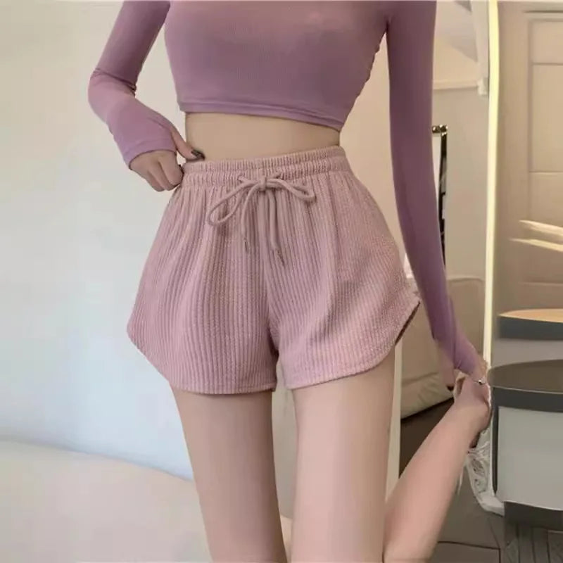 Short Feminino Waffle de Cintura Alta com Bolsos – Casual e Confortável