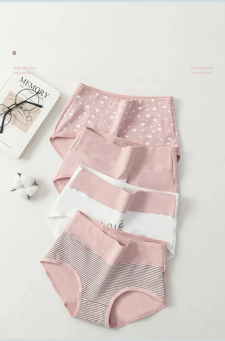 Kit 4 Calcinhas de Algodão com Cintura Alta