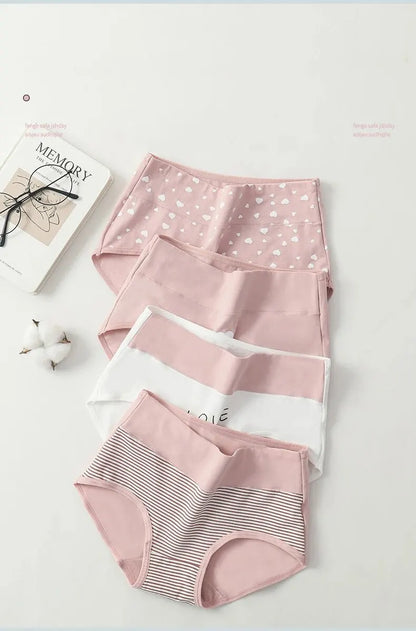 Kit 4 Calcinhas de Algodão com Cintura Alta
