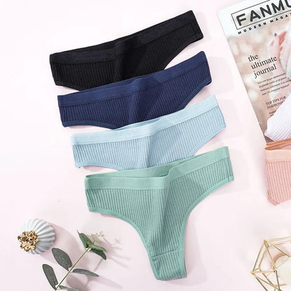 Kit 4 Calcinhas Femininas Fio Dental Listradas – Cores Variadas