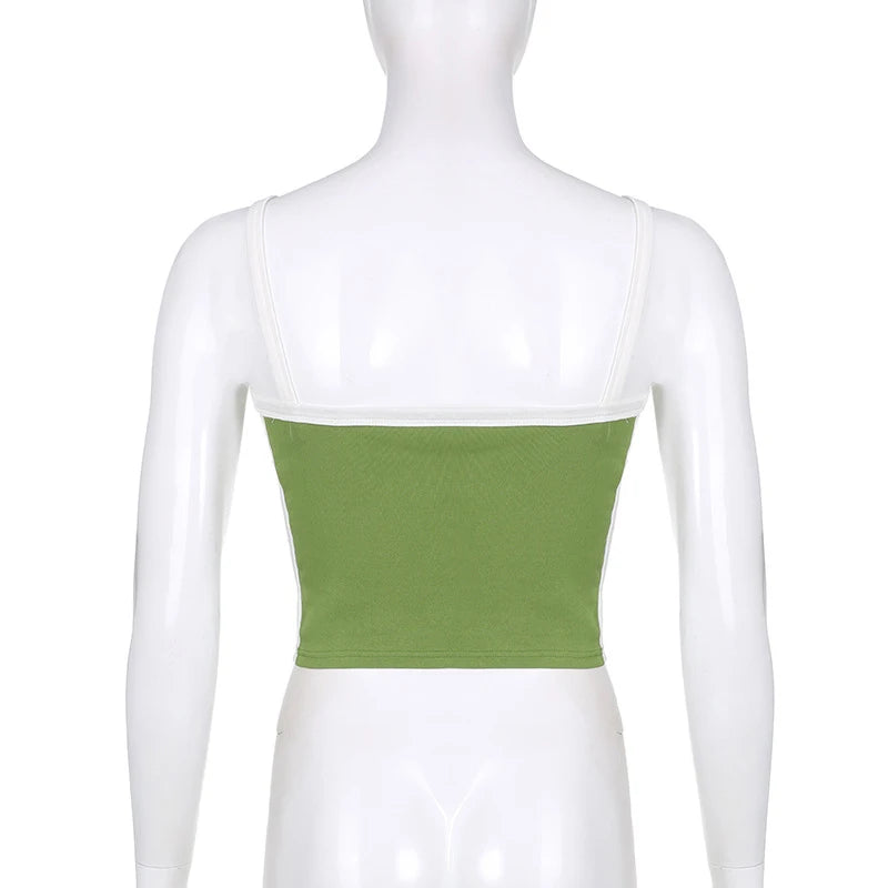 Cropped Feminino Canelado com Alças Contrastantes – Casual Moderno