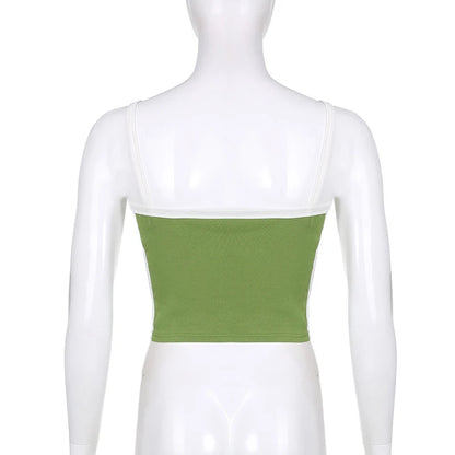 Cropped Feminino Canelado com Alças Contrastantes – Casual Moderno