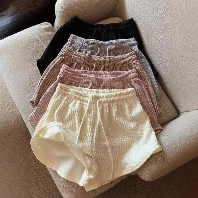Short Feminino Waffle de Cintura Alta com Bolsos – Casual e Confortável