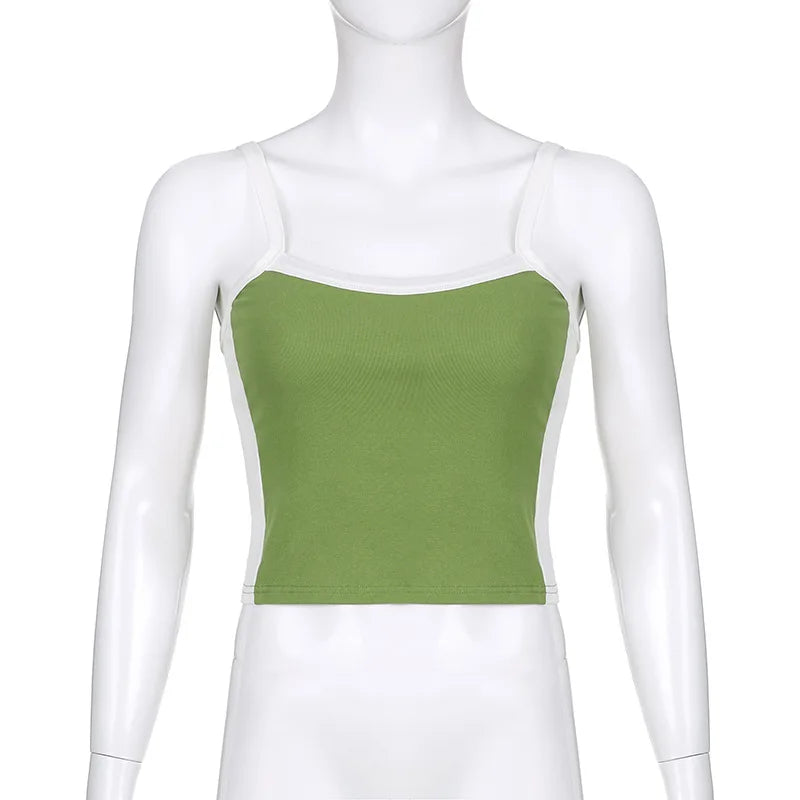 Cropped Feminino Canelado com Alças Contrastantes – Casual Moderno