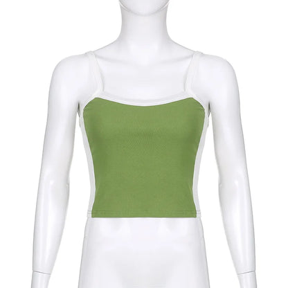 Cropped Feminino Canelado com Alças Contrastantes – Casual Moderno