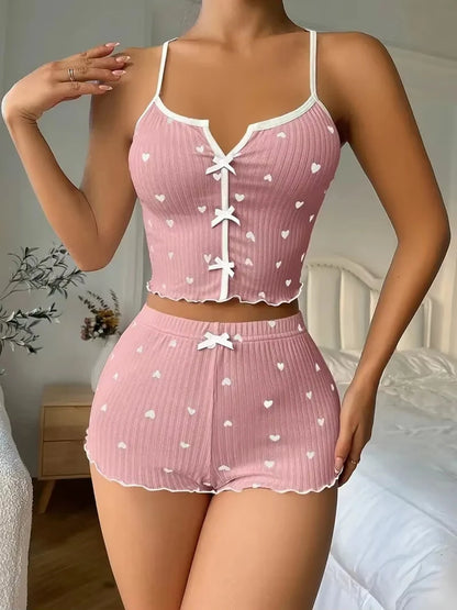 Pijama Feminino Coração com Botões – Conjunto 2 Peças