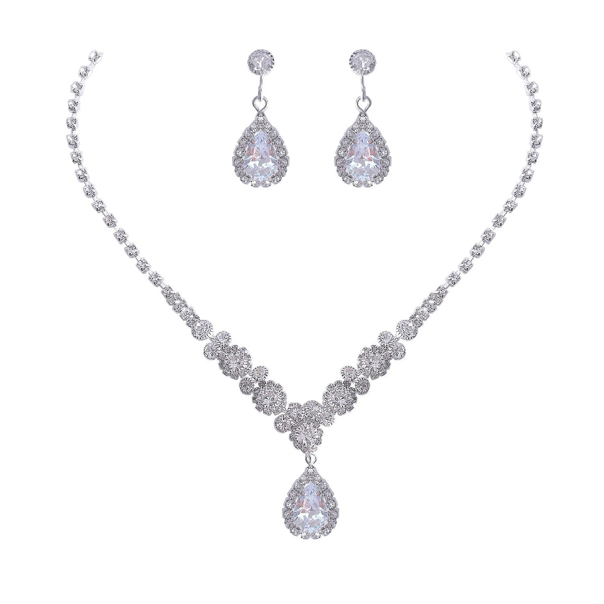 Conjunto Feminino de Colar e Brincos com Zircônias – Elegância Premium