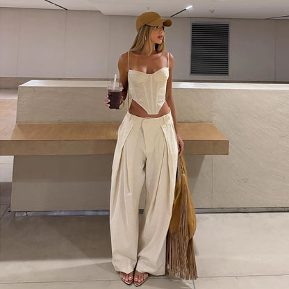 Conjunto Feminino de Corset e Calça Pantalona