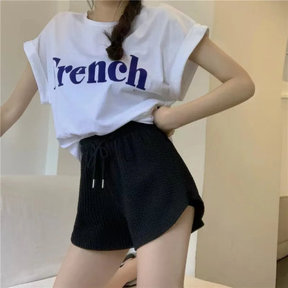Short Feminino Waffle de Cintura Alta com Bolsos – Casual e Confortável