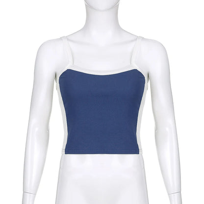 Cropped Feminino Canelado com Alças Contrastantes – Casual Moderno