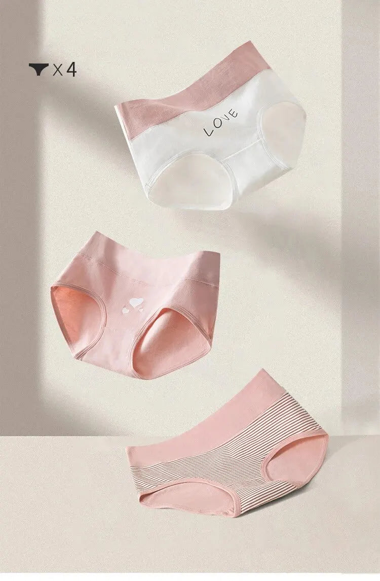 Kit 4 Calcinhas de Algodão com Cintura Alta