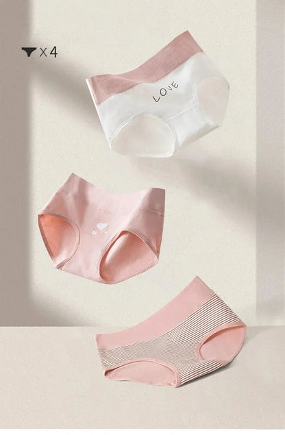 Kit 4 Calcinhas de Algodão com Cintura Alta