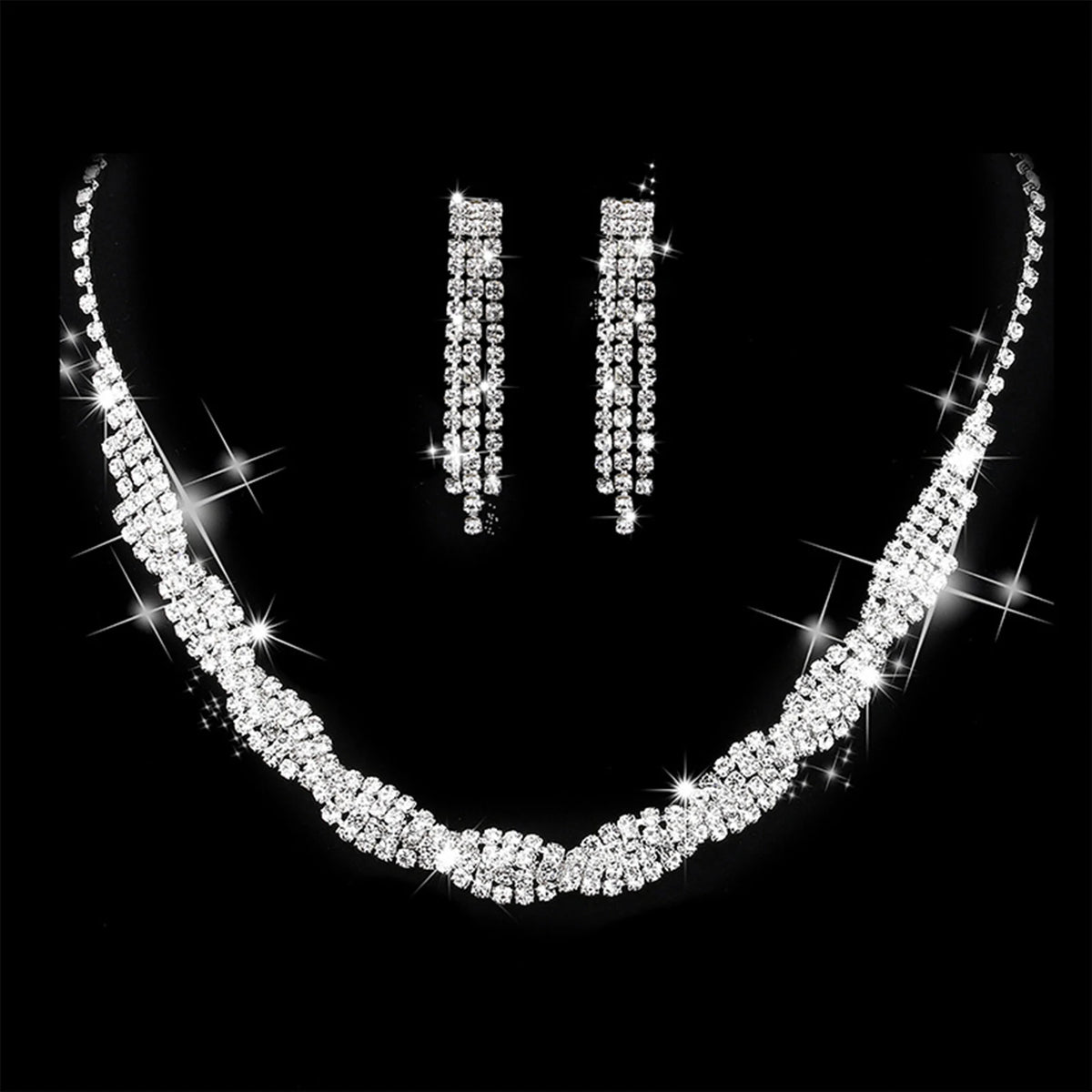 Conjunto Feminino de Colar e Brincos com Zircônias – Elegância Premium