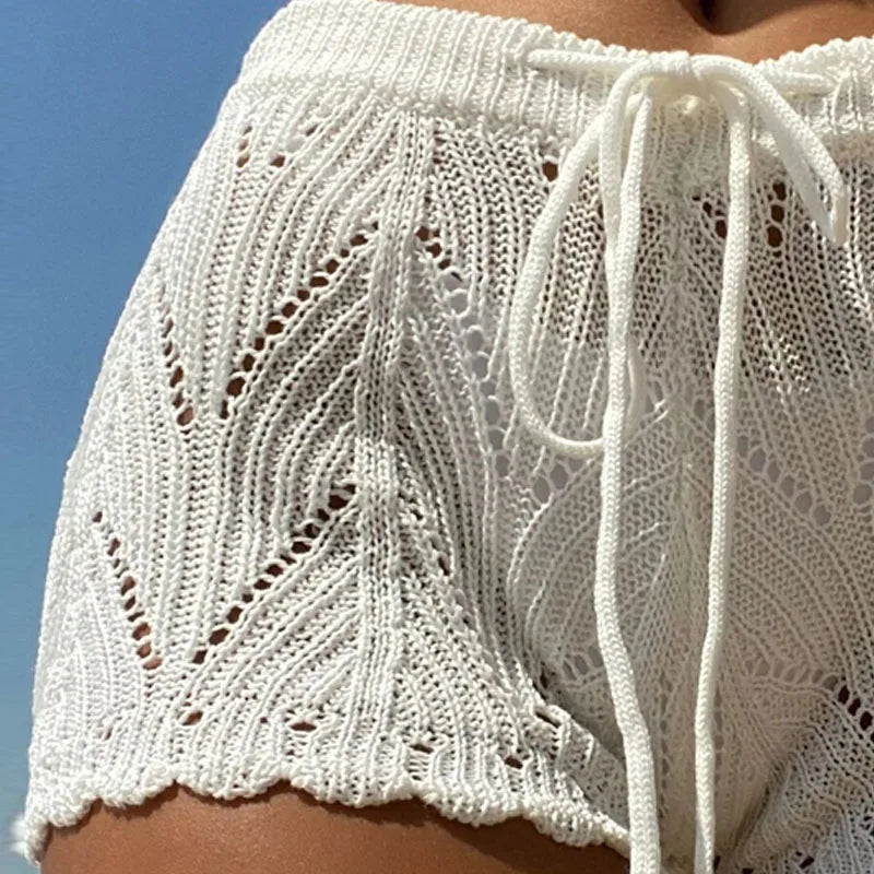 Short Feminino de Renda com Cintura Ajustável e Cordão – Várias Cores
